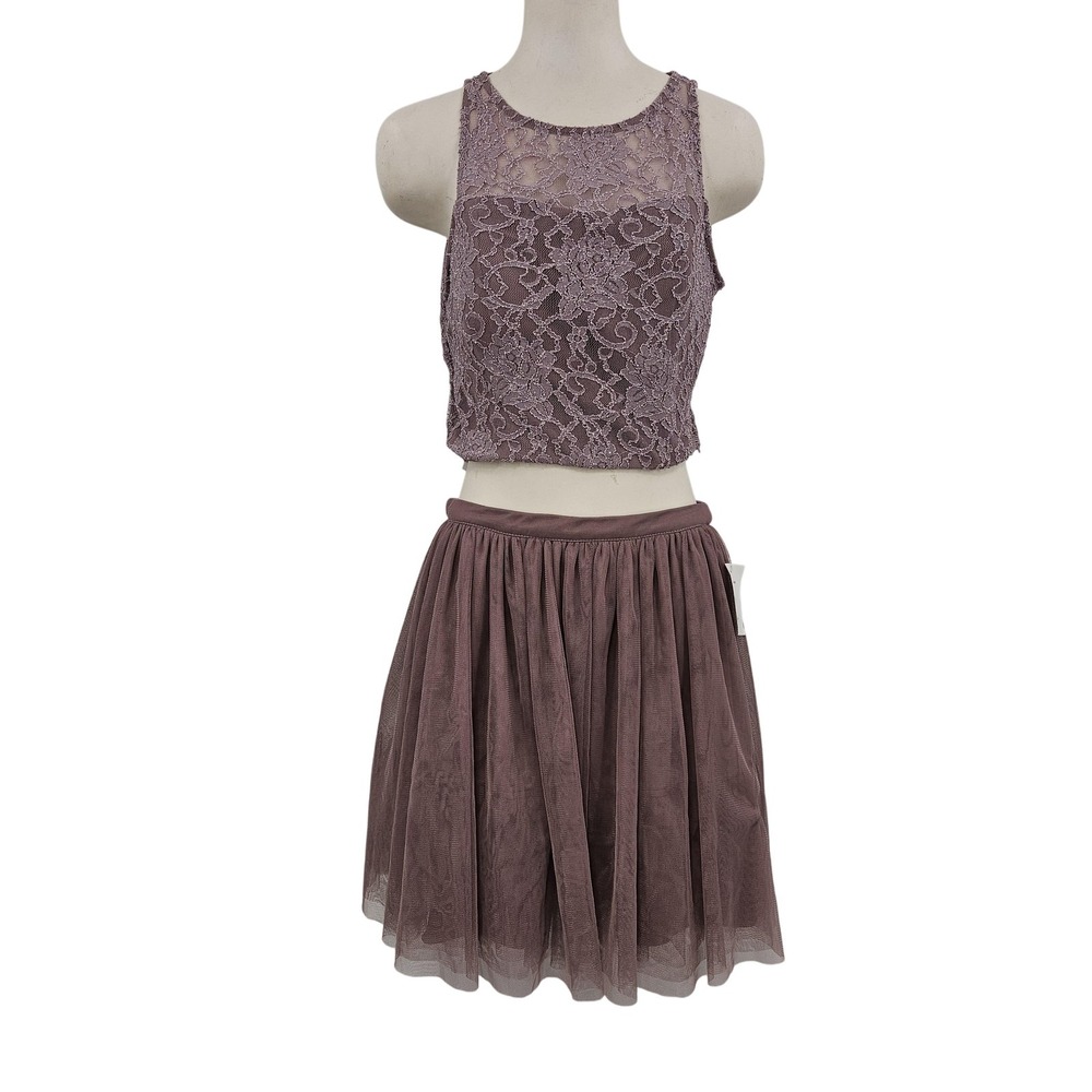 Speechless HOMCO Dress Women SZ 13 Mauve Lace Top Tulle Skirt 2 PC Formal Gown